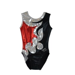 Obersee Gymnastics Leotard - the Mia Silver Black Red - CS Child (4-6 years)